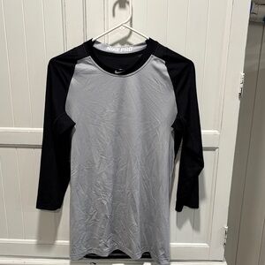 Nike Pro Black and Gray baseball 3/4 length Shirt